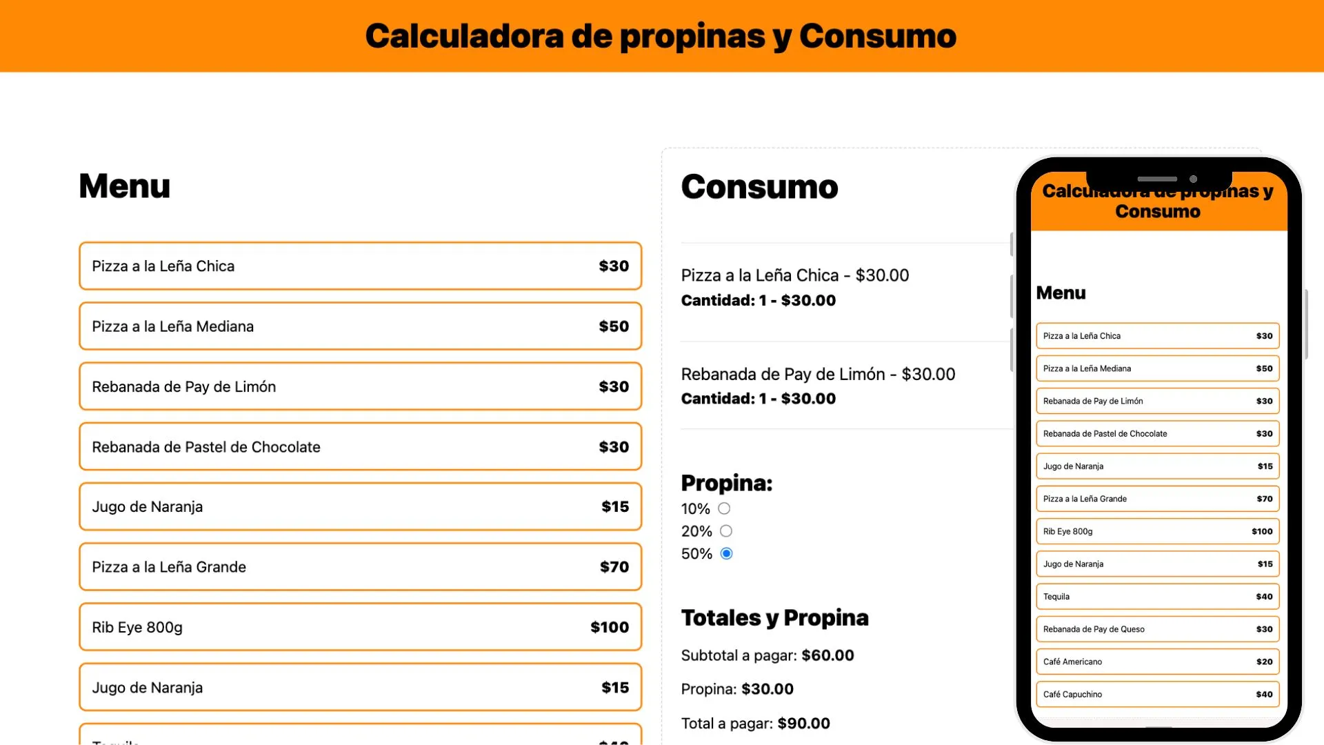 Aplicación Calculadora de propinas